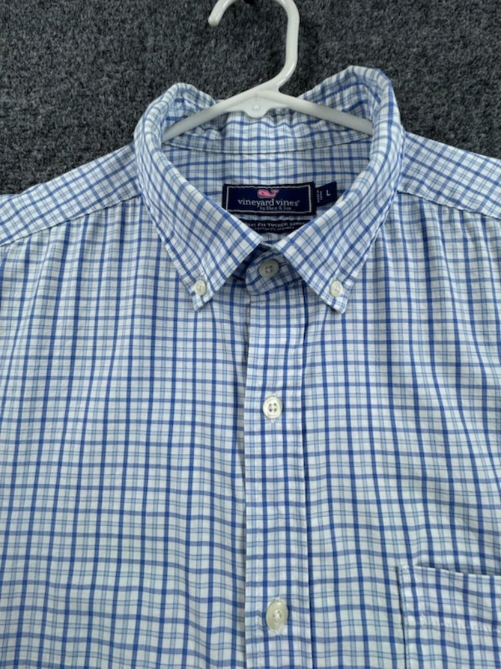 Vineyard Vines Classic Fit Tucker Logo Large Blue White Check Button-Down Mens